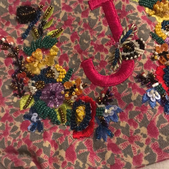 Anthropologie embellished initial J Clutch new